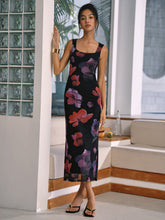 Midnight Garden Langes Camisole-Kleid mit Blumenmuster